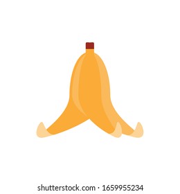 banana peel over white background, flat style icon, vector illustration