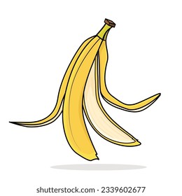 banana peel. peeled banana cartoon vector icon design illustration 