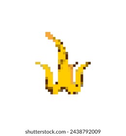Banana peel Pixel art. 8 bit Old rotten banana peel.