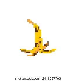 Banana peel Pixel art. 8 bit Old rotten banana peel.