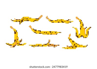 Banana peel Pixel art. 8 bit Old rotten banana peel.