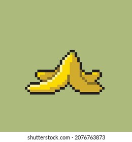 Banana Peel In Pixel Art Style