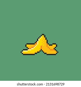banana peel in pixel style