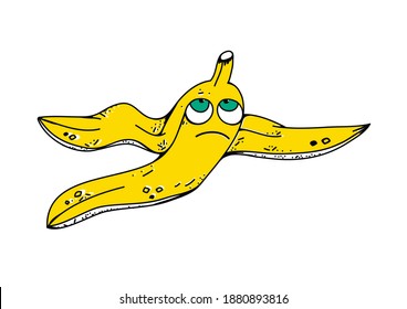 Piel de plátano con triste ilustración del vector facial
