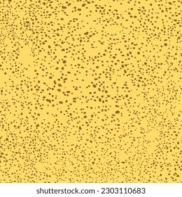 Banana peel, seamless texture. Brown spots on a yellow background, ripe banana skin. Organic background. Small dots, ink splatter.Vector