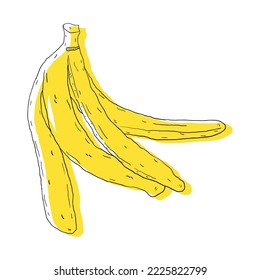 Banana peel set. Abstract modern set of banana peel icons, For web, print, product design, banana peel logo. Doodle, line, contour. Vector hand-drawn flat illustration