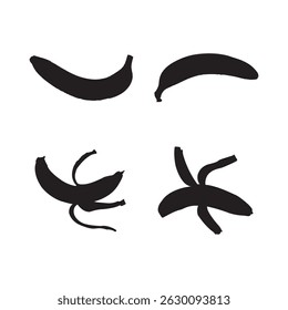 Silhueta de casca de banana Conjunto de ícones Design vetorial Ilustração isolada no fundo branco