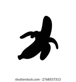 Banana peel silhouette icon vector flat design.