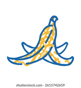 banana peel slippery doodle icon sketch vector. banana peel slippery sign. isolated symbol illustration