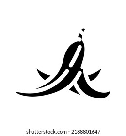banana peel slippery glyph icon vector. banana peel slippery sign. isolated symbol illustration
