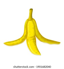 Banana Peel Vector Illustration Isolated On White Background. Banana Skin Single Icon In Cartoon Style. Garden Fertilizer, Natural And Biodegradable Waste. Slippery Fruit Shell. Great For Your Design