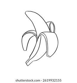 linha de fruta descascada de banana, desenhado à mão ilustração vetor