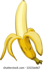 Banana peeled, fruit vector.