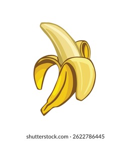 banana descascada fruta amarelo mão desenhada ilustração vetor