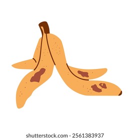 Banana, peeled banana, banana peel vector clipart set hand drawn childish flat style isolated on white background.