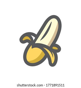 Banana. Peeled yellow fruit Vector Cartoon illustration