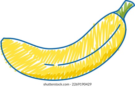Banana in pencil colour sketch simple style illustration
