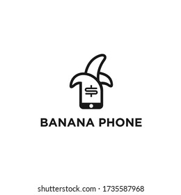 banana with phone logo design vector illustration on white background