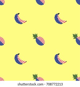 banana pineapple pattern vector illustration 