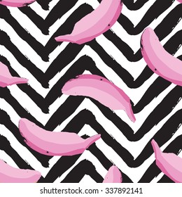 banana pink pattern with black strip abstraction