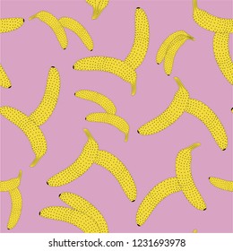 banana pink seamless botanical vector pattern