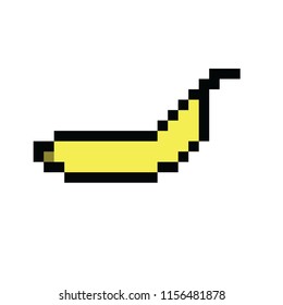 Banana pixel icon. Vector illustration banana in pixel art. Yellow banana logo.