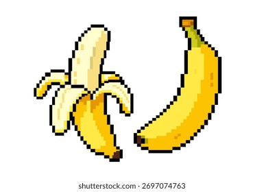 Ilustração em pixel de banana Design plano