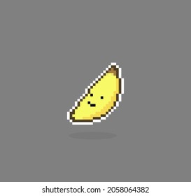 Banana pixels. Vector illustration of 8 bit game assets.