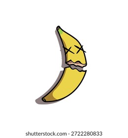El plátano se coloca de lado y se corta por la mitad con una cruz como los ojos.