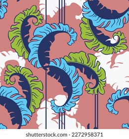 Banana plant leaves vector pattern for textile design, fabric print, wallpaper, digital paper. Palm tree leaf background, jungle vintage style, hand drawn illustration for cafe, spa hotel decoration.