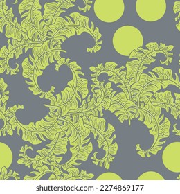 Banana plant leaves vector pattern for textile design, fabric print, wallpaper, digital paper. Palm tree leaf background, jungle vintage style, hand drawn illustration for cafe, spa hotel decoration.