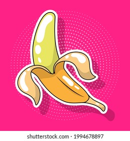 Banana pop art style isolated object vector illustration.