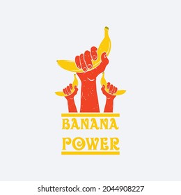 Banana power. Beautiful logo in retro style