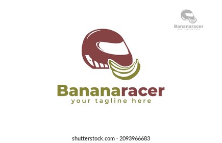 Banana racing helmet logo design. vector