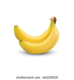 Banana realistic isolated, Yellow Banana Vector illustration. Realistic illustration