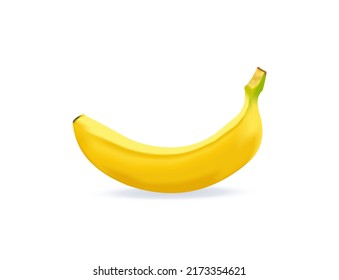 Banana in realistic style.  3d   banana isolated on white background for printe, apps, webpages. Vector illustration EPS 10