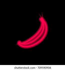 Banana red glowing neon ui ux icon. Glowing sign logo vector