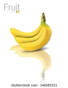 Banana with reflection in editable vector format.