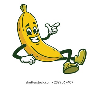 banana is relaxing cartoon mascot illustration character vector clip art