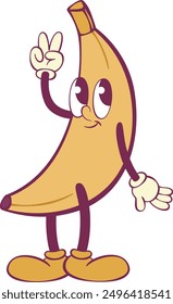 Banana retro groovy mascot character 