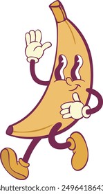 Banana retro groovy mascot character 