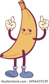 Banana retro groovy mascot character 