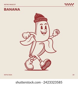 Banana Retro Mascot, cartoon mascot