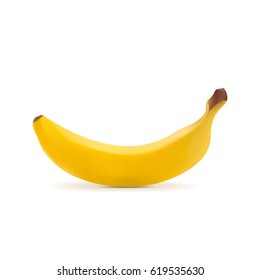 Banana. Ripe banana isolated on white background. Realistic vector illustration