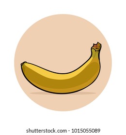 Banana ripe yellow, lying on its side. Illustration. Vector.