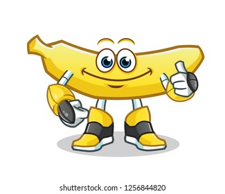 banana robot mode mascot vector cartoon illustration