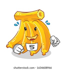 banana runner cartoon. cute chibi cartoon mascot vector