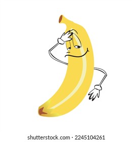 banana salute with smiley face vector 