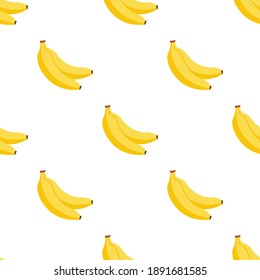 Banana seamless cartoon pattern background, vector fruit seamless yellow banana bunch illustration