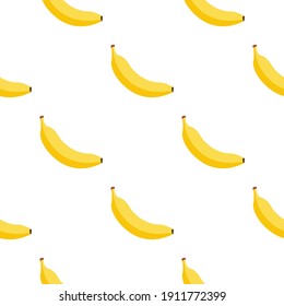 Banana seamless cartoon pattern background, vector fruit seamless yellow banana bunch illustration